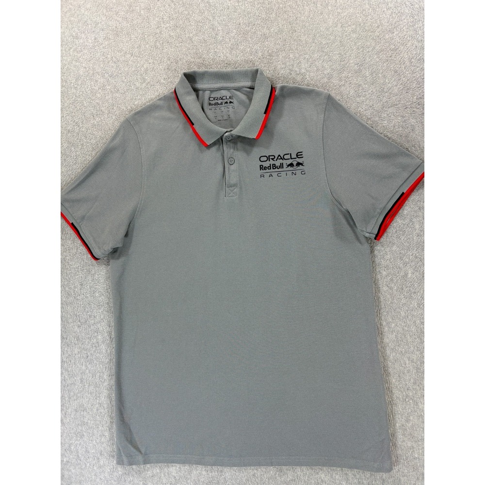 Red Bull Racing Oracle Screened Short Sleeve Polo Shirt (Men's Large) Gray